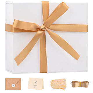 LIFELUM Gift Box 13.5''x10''x4'' Large Gifts Box with Magnetic Lids Black Gift Boxes for Father's Day graduation gifts Contains Card, Ribbon, Filler