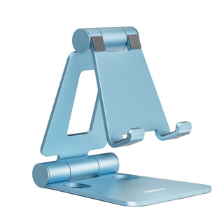 Nulaxy Dual Folding Cell Phone Stand, Fully Adjustable Foldable Desktop Phone Holder Cradle Dock Compatible with iPhone 17 16 15 14 13 12 11 Pro Xs Xs Max Xr X 8, Nintendo Switch, All Phones - Gold