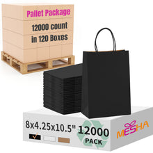 MESHA Brown Paper Bags 8x4.25x10.5 Inch 20Pcs, Paper Bags with Handles, Sturdy Brown Gift Bags for Retail, Birthday Party Favors, Shopping, Small Business (Made in USA)