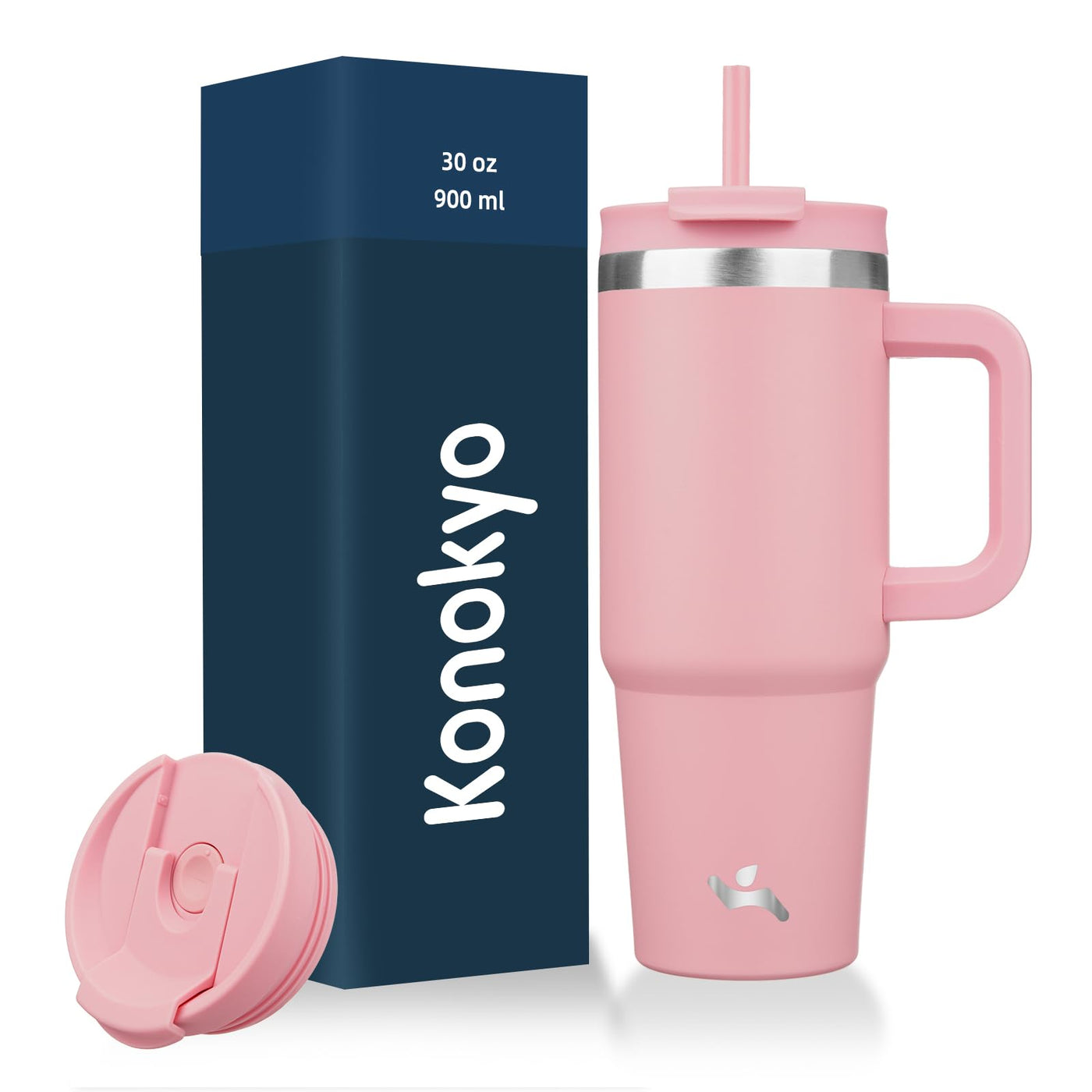 Konokyo 40 oz Tumbler with Handle and 2 Straws,2 in 1 Lid Insulated Water Bottle Stainless Steel Travel Coffee Mug,Mint