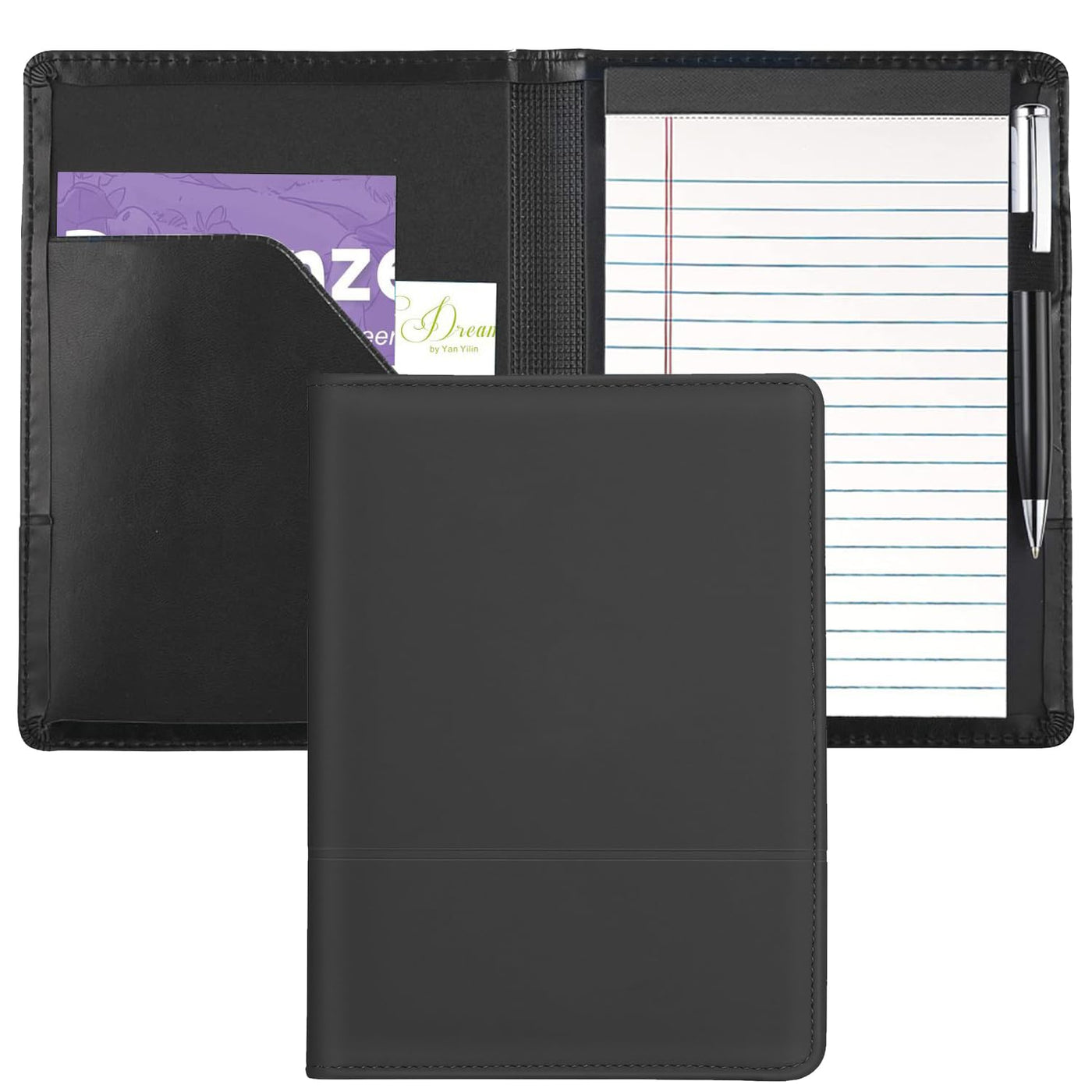 Padfolio/Portfolio Binder, Mini Padfolio Portfolio Binder 5 x 8 Legal Writing Pad, A5 Document Organizer Folder for Men Women,Silver