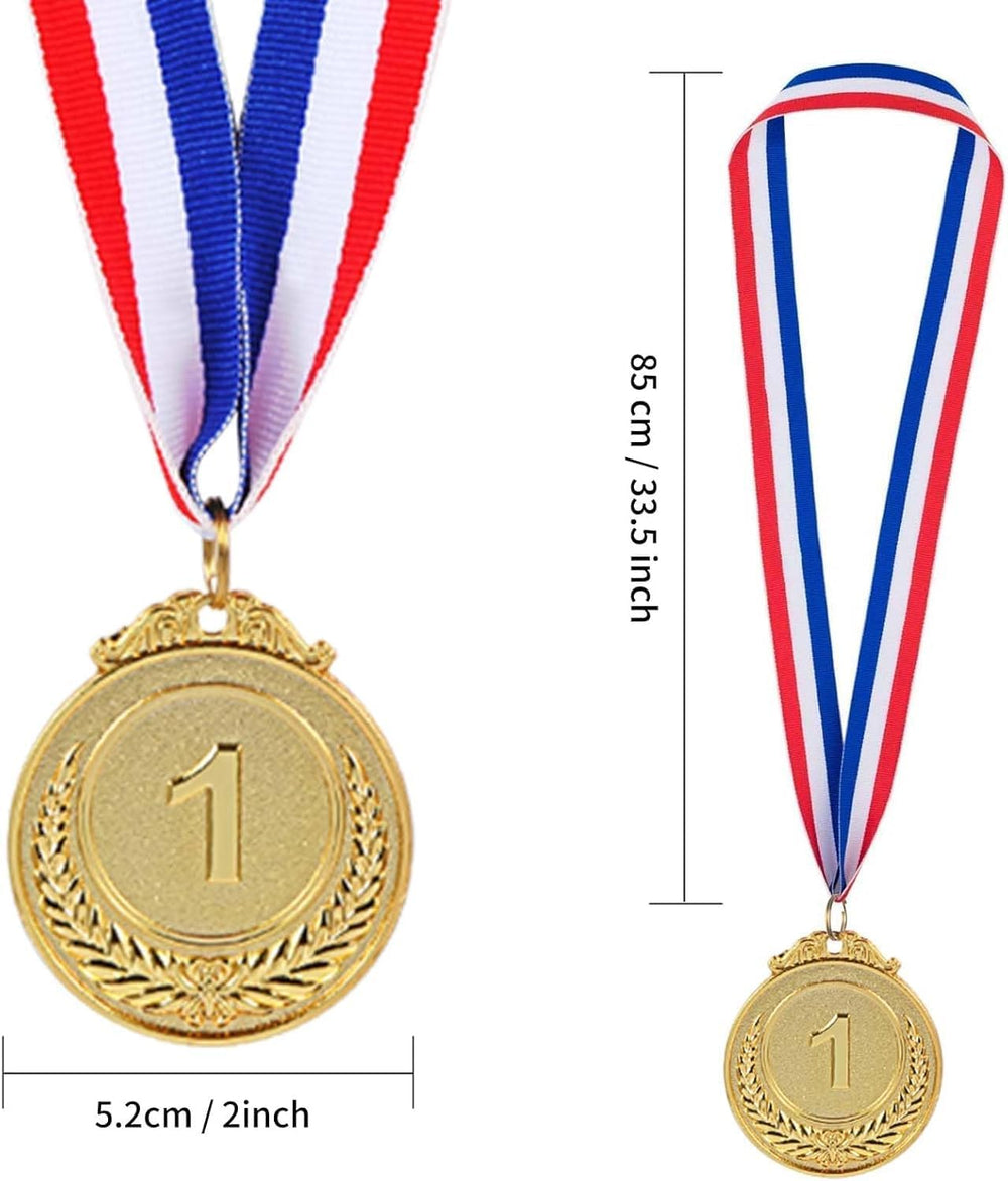 12 Pieces Gold Silver Bronze Metal Award Medals - 1st 2nd 3rd Place Winner Prizes for Sports, Competitions, Party Favors & Decorations, Olympic Style, 2 Inches ﻿