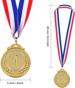 12 Pieces Gold Silver Bronze Metal Award Medals - 1st 2nd 3rd Place Winner Prizes for Sports, Competitions, Party Favors & Decorations, Olympic Style, 2 Inches ﻿