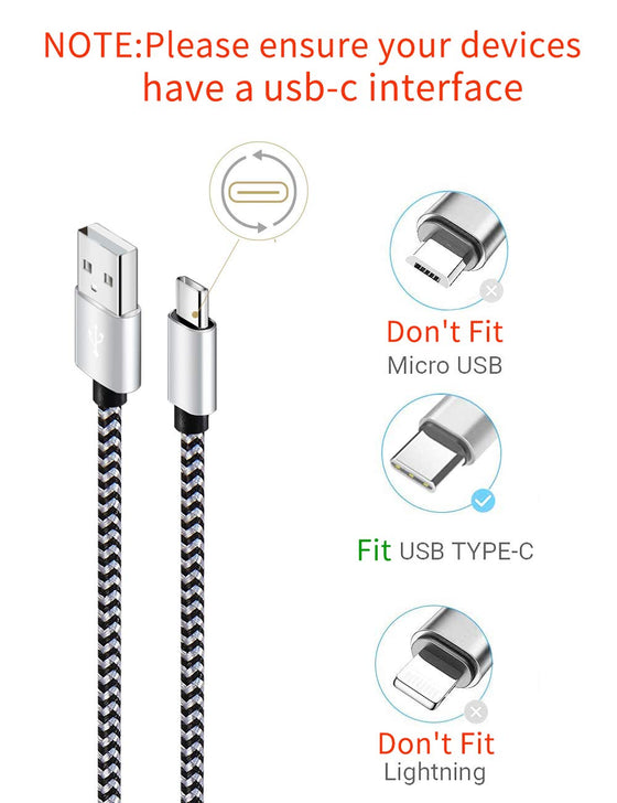 Teeind USB Type C Cable Fast Charging, Tpc001 5 Pack(6Ft 3A) Braided C Charger Cables Compatible with Samsung S10e/note 9/s10/s9/s8 Plus/A80/A50/A20 - hover image