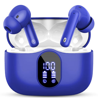 Wireless Earbuds, Bluetooth 5.4 Headphones Bass Stereo, Ear Buds with Noise Cancelling Mic, LED Display in Ear Earphones Clear Calls, IP7 Waterproof Bluetooth Earbuds for Phones/Sports/Laptop, Black