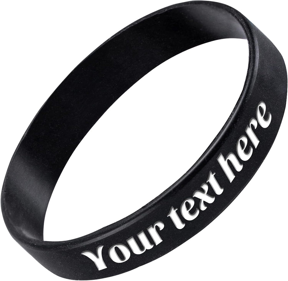 Custom Rubber Bracelet 1/10/30/50/100 ct Personalized Silicone Wristbands Customizable Debossed for Motivation, Events, Gifts, Promotions, Party, Awareness