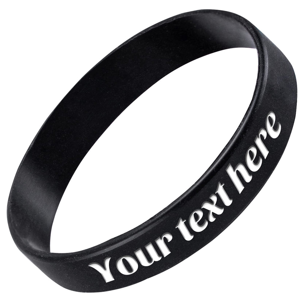Custom Rubber Bracelet 1/10/30/50/100 ct Personalized Silicone Wristbands Customizable Debossed for Motivation, Events, Gifts, Promotions, Party, Awareness
