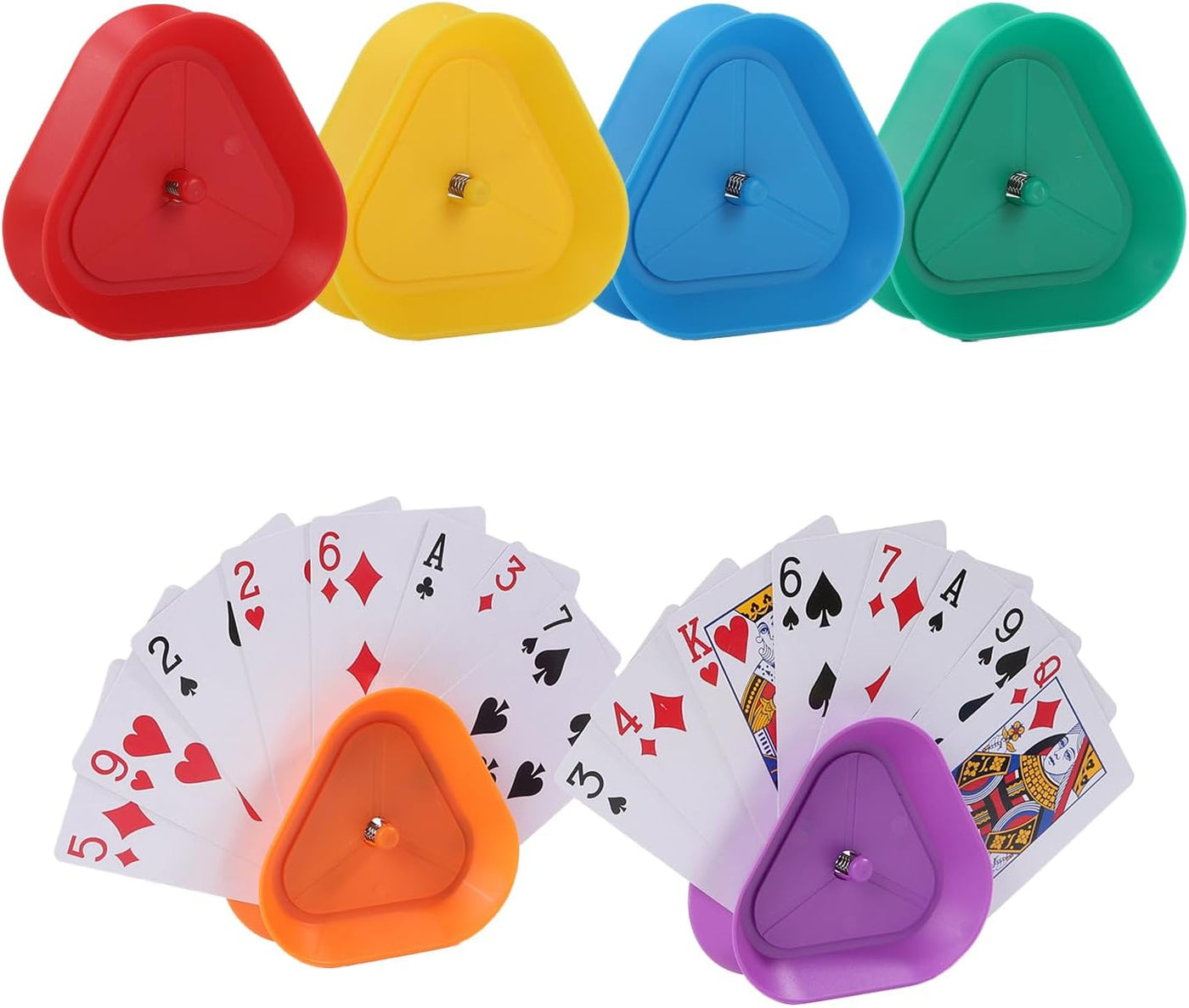 Playing Card Games Holder,6 Pack Triangle Shaped Hands-Free Playing Card Holder for Kids,Adults,Seniors,Poker Parties,Family Card Game Nights&Classroom Activities,6 Colors
