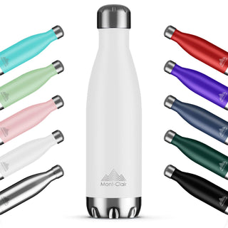 Mont-Clair H2O Stainless Steel Water Bottle, Vacuum insulated - BPA Free, 12h Hot & 24h Cold Drinks, Metal Water Bottle 17oz Leakproof, Ideal for Adult, Kids, Running - Black
