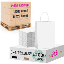 MESHA Brown Paper Bags 8x4.25x10.5 Inch 20Pcs, Paper Bags with Handles, Sturdy Brown Gift Bags for Retail, Birthday Party Favors, Shopping, Small Business (Made in USA)