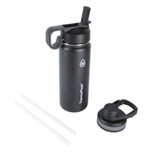 ThermoFlask 24 oz Double Wall Vacuum Insulated Stainless Steel Water Bottle - Reusable with Leakproof Chug & Straw Lids - Keeps Drinks Cold 24 hr/Hot 12 hr - Easy Maintenance - Gym/On-the-Go, Plum