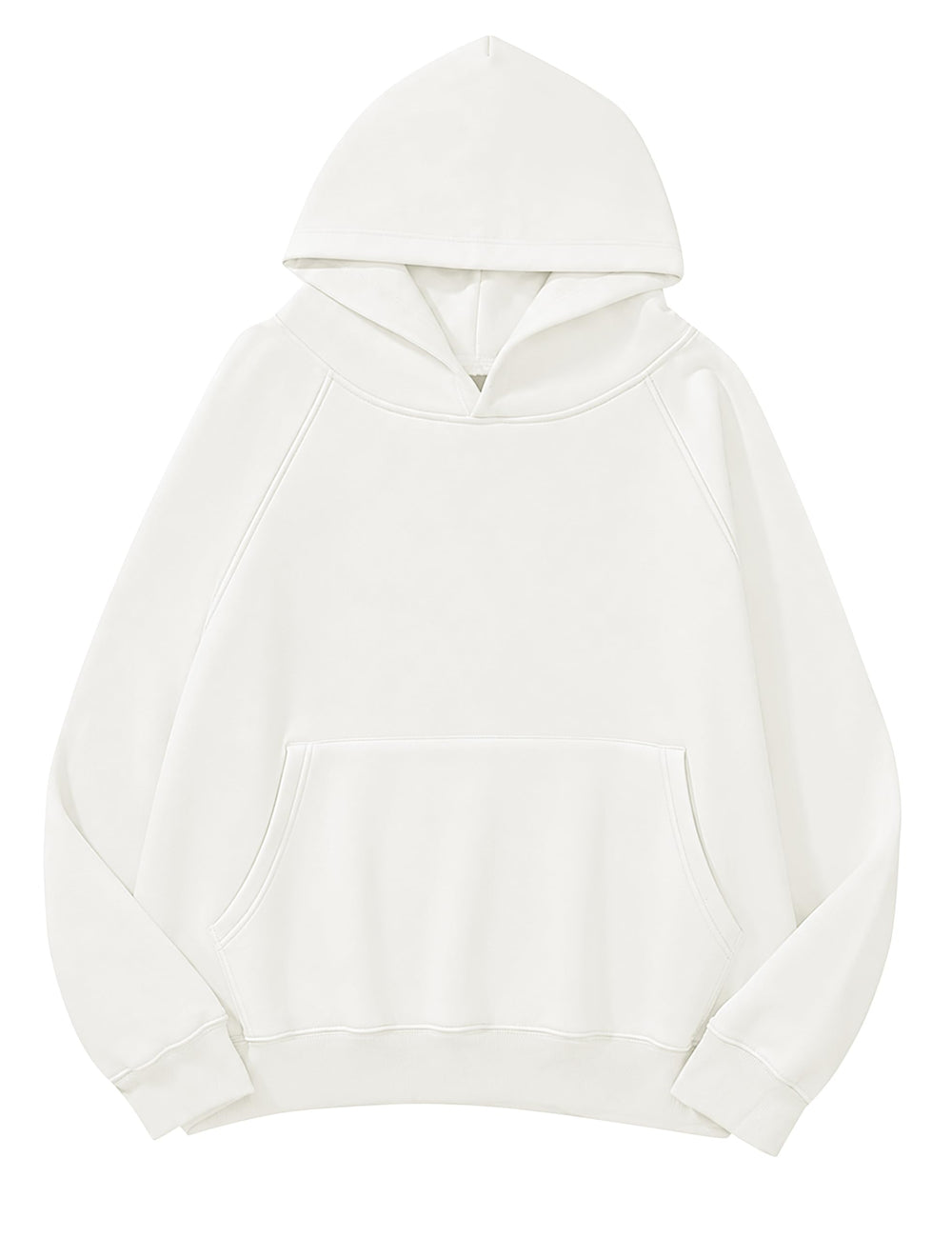 Lauweion Women Solid Basic Fleece Letter Loose Hoodie Sweatshirt Long Sleeve Kangaroo Pocket Drop Shoulder Pullovers Top