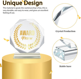 DECHOUS Blank Crystal Trophy Award - Personalized Engraved for Employee Recognition Awards, Gifts for Coworker Employee Appreciation Anniversary Farewell Retirement