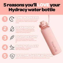 Hydracy Water Bottle with Time Marker -Large BPA Free Water Bottle & No Sweat Sleeve -Leak Proof Gym Bottle with Times to Drink - Ideal for Fitness Sports & Outdoors