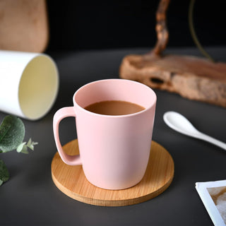 Coffee Mugs Set of 5, 10 Ounce Unbreakable Plastic Cups With Handle, 3 Basic Colors, Dishwasher Safe