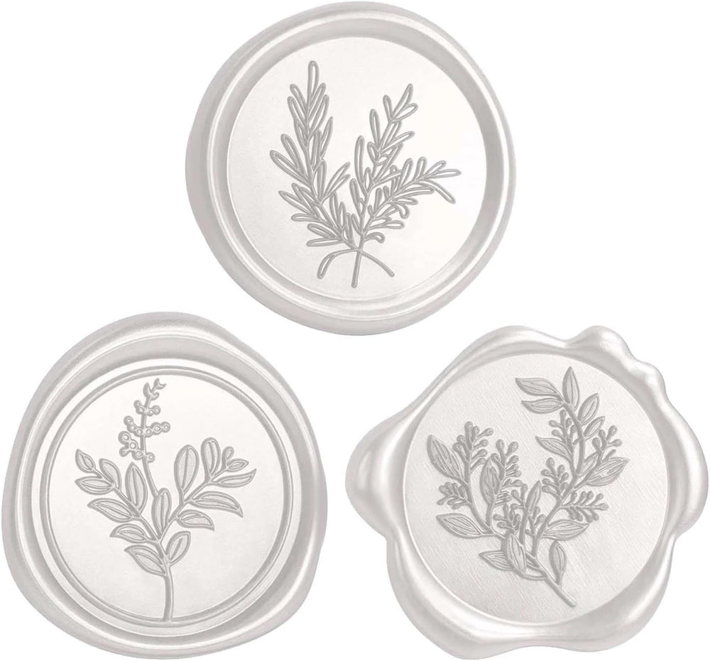 60 Pcs Wax Seal Stickers Set (3 Designs in 1 Pack) - Adhesive Backed Elegant Floral Designs for Wedding Invitation Envelope Seal Stickers Gift Wrapping (Pearl White)