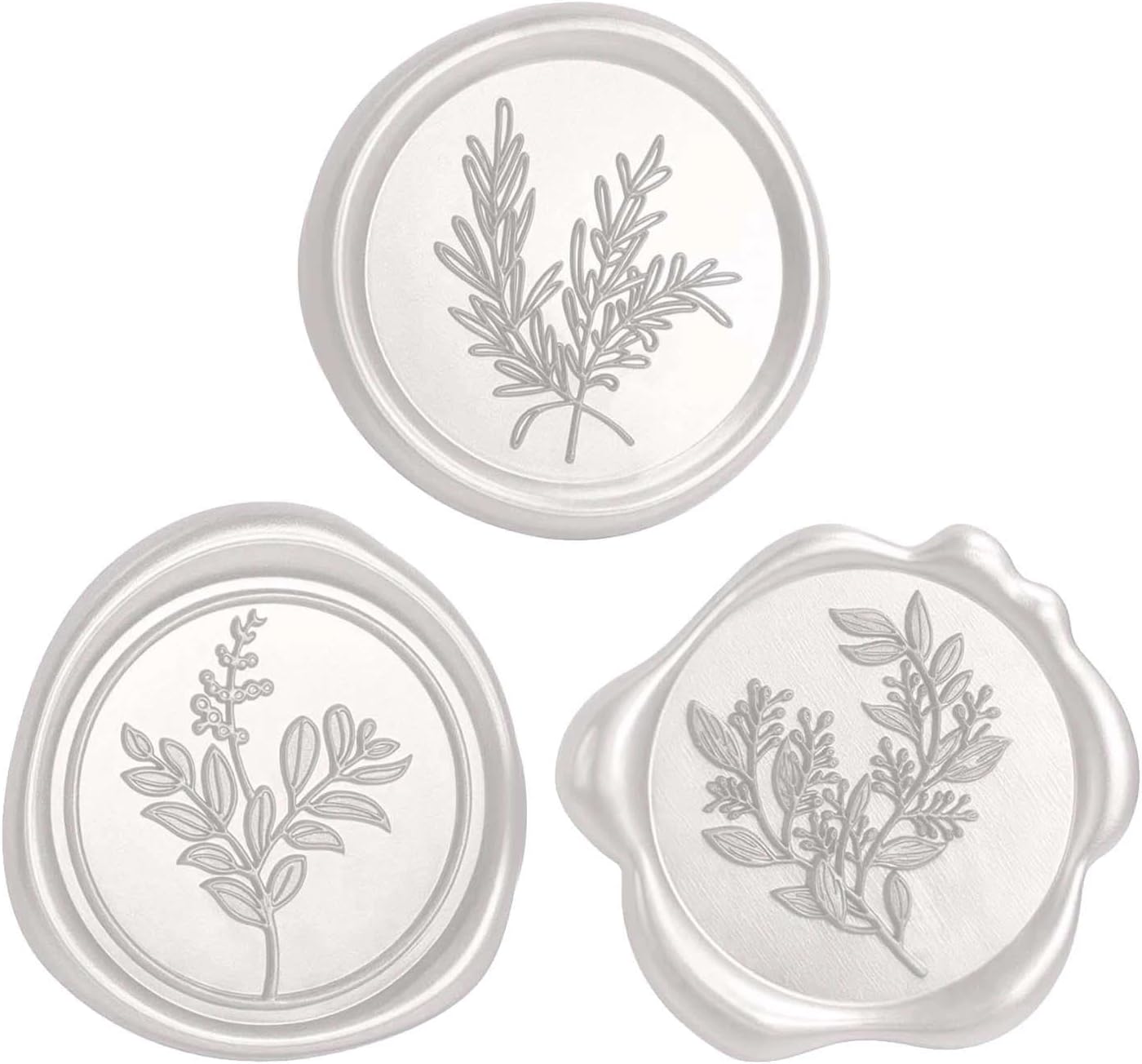 60 Pcs Wax Seal Stickers Set (3 Designs in 1 Pack) - Adhesive Backed Elegant Floral Designs for Wedding Invitation Envelope Seal Stickers Gift Wrapping (Pearl White)