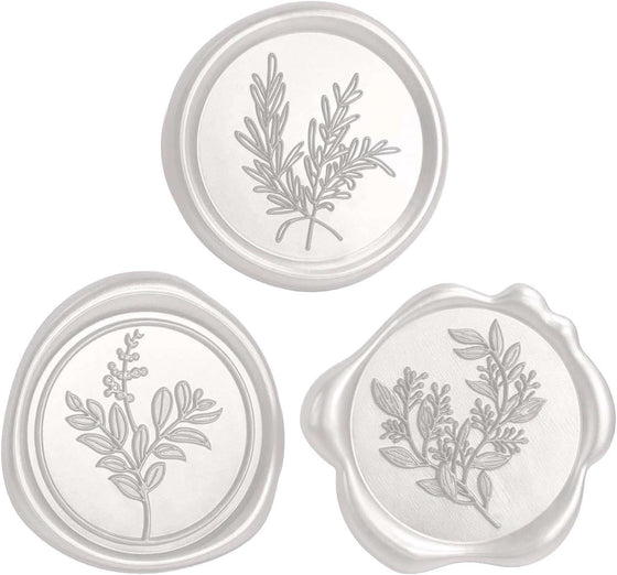 60 Pcs Wax Seal Stickers Set (3 Designs in 1 Pack) - Adhesive Backed Elegant Floral Designs for Wedding Invitation Envelope Seal Stickers Gift Wrapping (Pearl White)