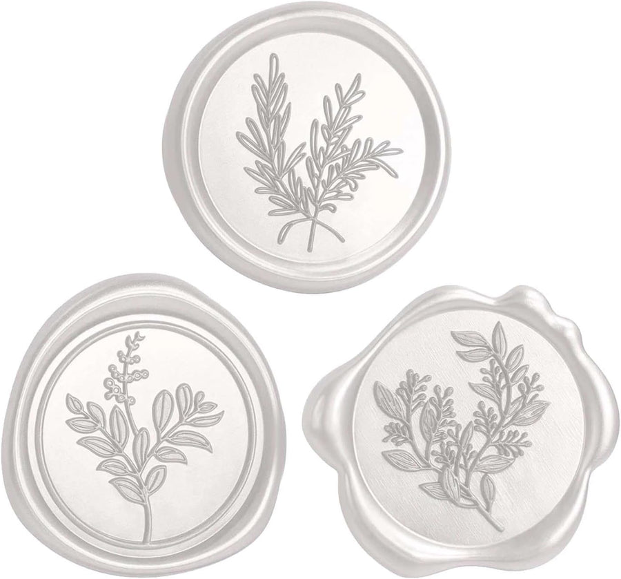 60 Pcs Wax Seal Stickers Set (3 Designs in 1 Pack) - Adhesive Backed Elegant Floral Designs for Wedding Invitation Envelope Seal Stickers Gift Wrapping (Pearl White)