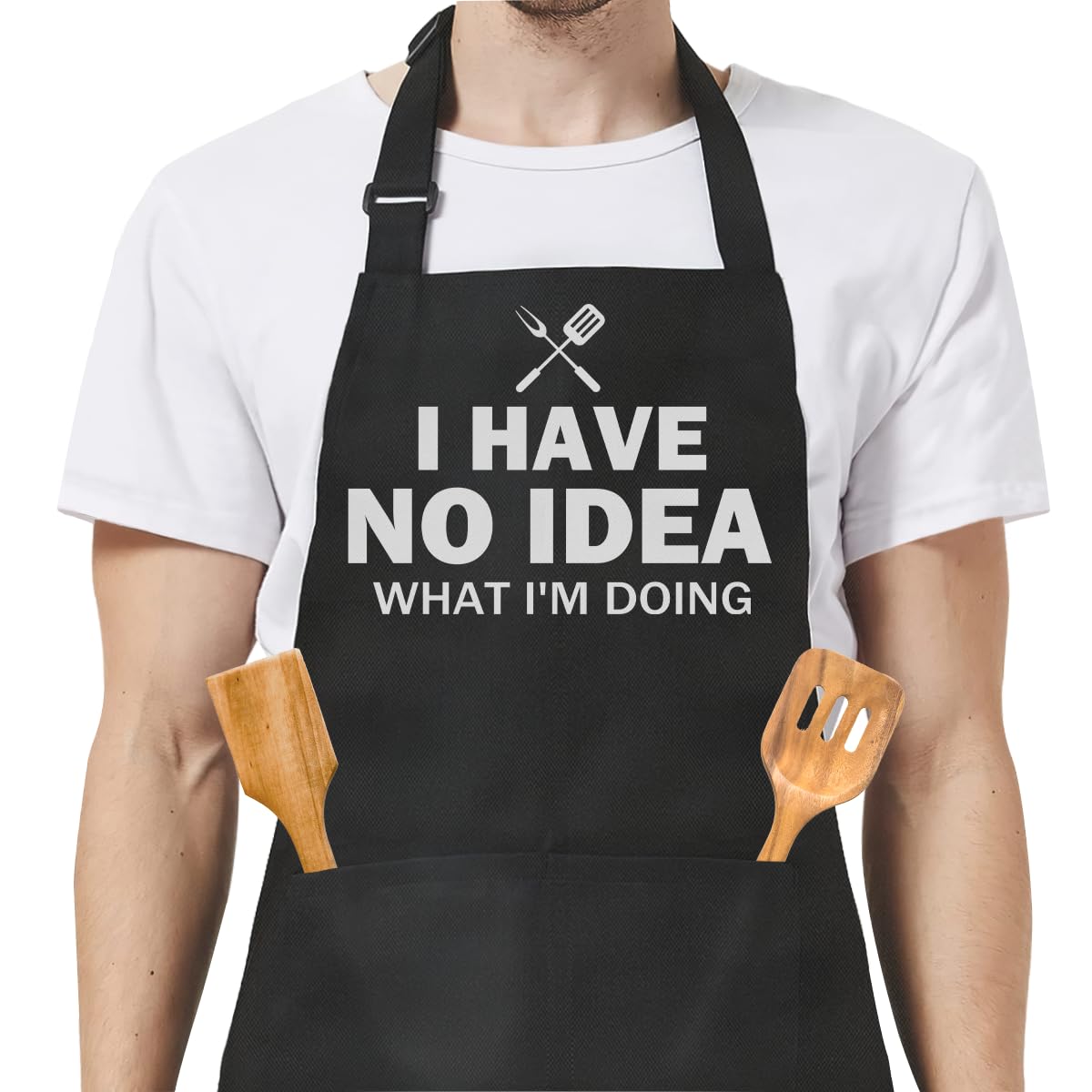 SANDJEST Funny Mens Aprons with Pockets for BBQ Grilling Cooking Grandpa Husband Apron for Birthday Christmas Father's Day