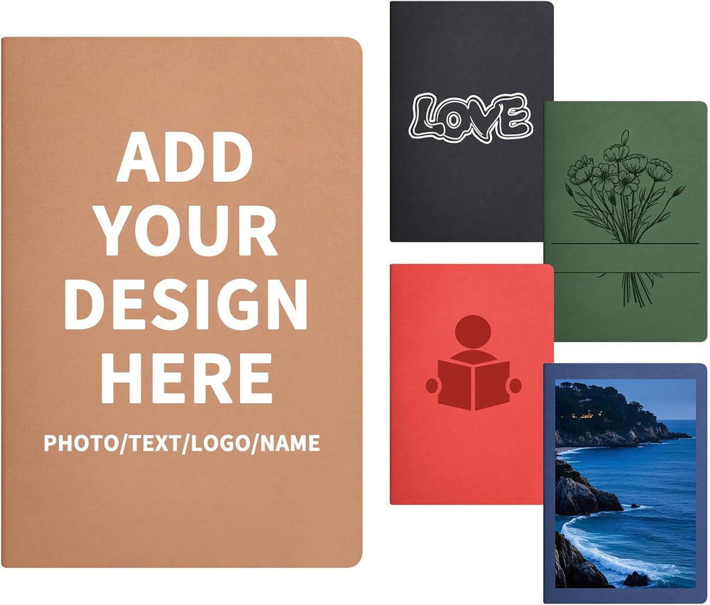 Custom Notebooks Bulk - Personalized Notebook with Logo Photo & Text, A5 Lined Journal Perfect for Journaling, Business, Office, School Supplies, (50 Sheets/100 Pages)