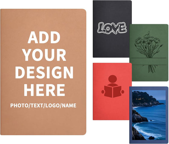 Custom Notebooks Bulk - Personalized Notebook with Logo Photo & Text, A5 Lined Journal Perfect for Journaling, Business, Office, School Supplies, (50 Sheets/100 Pages)