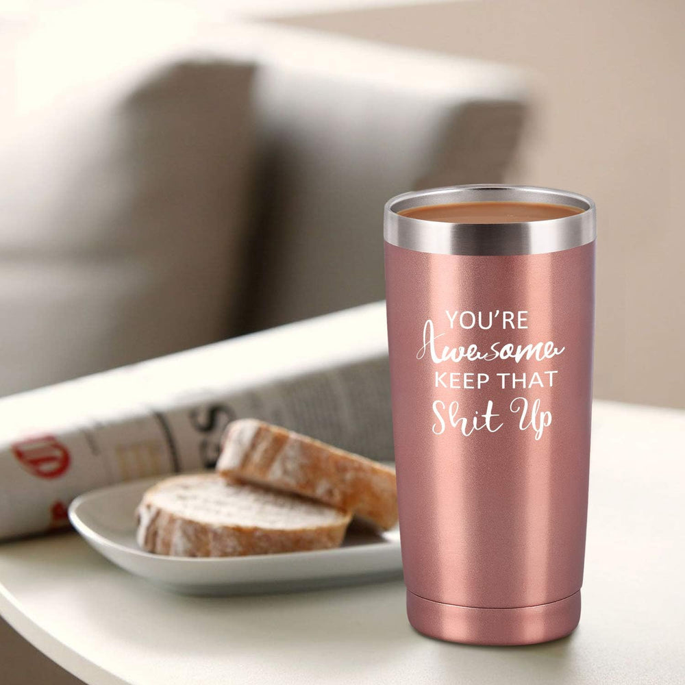 Lifecapido Travel Tumbler Cupcake Wine Socks Set, Thank You Gifts for Women Her Girlfriend Lover Female Friends, You're Awesome 20 Oz Stainless Steel Tumbler with 2 Lids, Socks, Opener, Wine Stopper