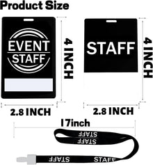 25 PVC Event Staff Lanyards,Staff Pass,PVC Cards Black Lanyard and writable Staff Cards with Club Event,Party Event,Organizer Conference,Concert,Office Supplies