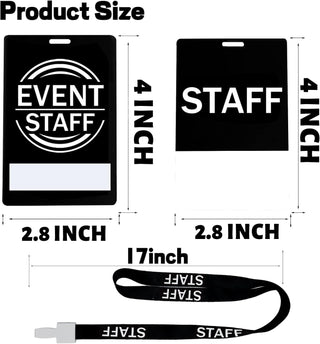 25 PVC Event Staff Lanyards,Staff Pass,PVC Cards Black Lanyard and writable Staff Cards with Club Event,Party Event,Organizer Conference,Concert,Office Supplies