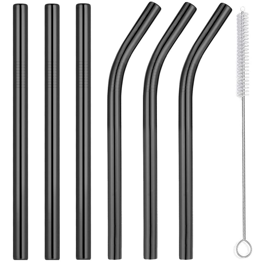 Vinaco Stainless Steel Smoothie Straws, 0.4'' Extra Wide Reusable Metal Drinking Straws for Milkshake, Smoothie, Beverage, Set of 4 with 1 Cleaning Brush