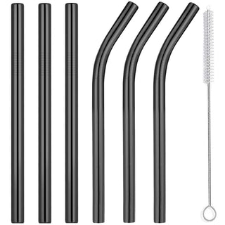 Vinaco Stainless Steel Smoothie Straws, 0.4'' Extra Wide Reusable Metal Drinking Straws for Milkshake, Smoothie, Beverage, Set of 4 with 1 Cleaning Brush