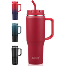 EALGRO 40 oz Tumbler with Handle, Insulated Tumblers with Lid and Straw, Large Metal Sports Water Bottle Jug, Thermal Stainless Steel Travel Coffee Mug Cup, Black