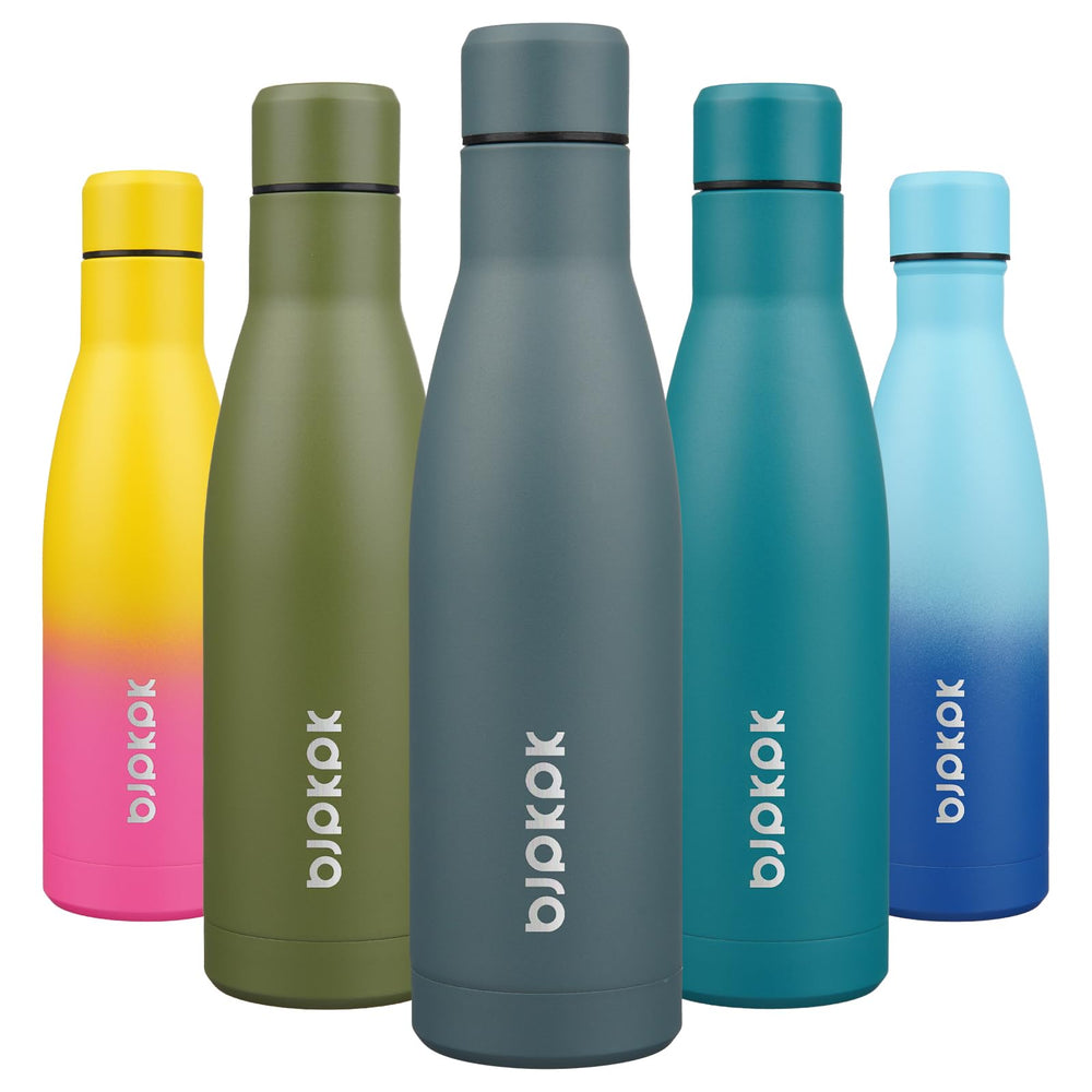 BJPKPK 17oz Insulated Water Bottles Stainless Steel Sports Water Bottles Keep Cold and Hot for Travel Dishwasher Safe,Olive Green