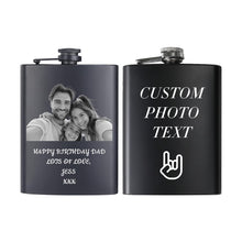 Custom Flask for Men Personalized Engraved 8 Oz Hip Flasks With Photo Text Customized Liquor Flask Gifts for Grandpa Men Him Dad Husband Fathers Day Christmas Groomsman (Custom Photos)
