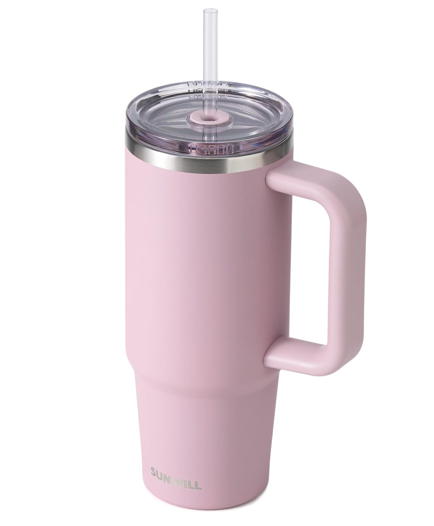 SUNWILL Insulated Coffee Tumbler with Handle, 30oz Stainless Steel Travel Mug with Straw, Spill Resistant Lid, Cup Holder Friendly, Powder Coated Camp Green