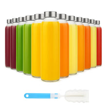 Sursip 18oz Glass Water Bottle Set of 6, Clear glass juice bottle for juicing，Reusable Drinking Bottles with Stainless Steel Lid，Beverage Storage Containers for Refrigerator-BPA Free，Leak Proof