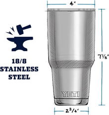 YETI Rambler 30 oz Stainless Steel Vacuum Insulated Tumbler w/ MagSlider Lid, Black