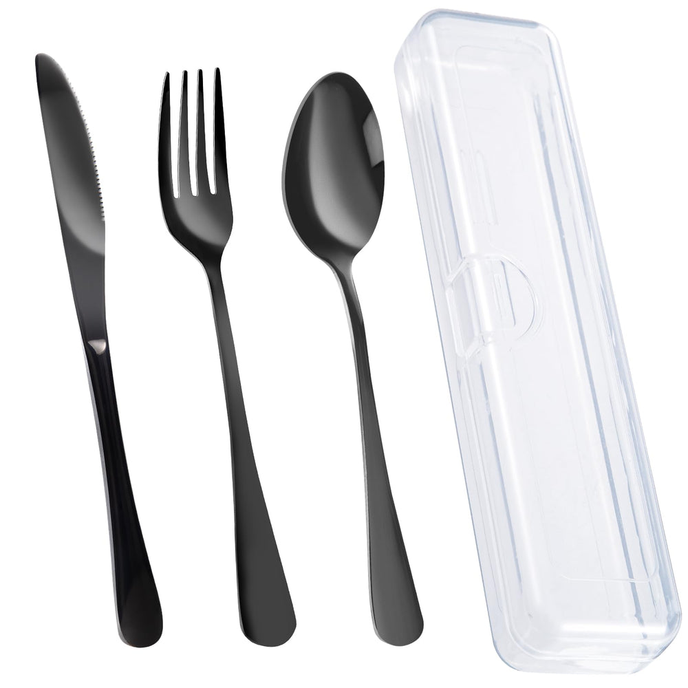 Travel Utensils With Case, Stainless Steel Reusable Portable Utensils Set With Case, Lengnoyp Travel Silverware Set
