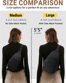 Tuwubi Crossbody Bags for Women, Sling Bag for Men, Small Hiking Backpack Anti Theft Lightweight for Outdoors Travel (M, Black)