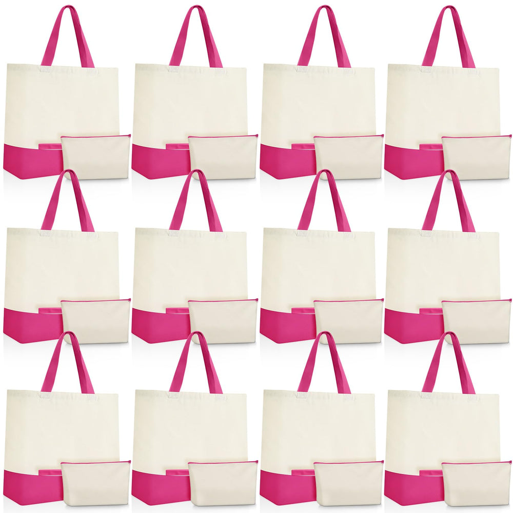 Sanwuta 24 Pcs Canvas Tote Bags Bulk 18.5" Cotton Cosmetic Bags Reusable Shopping Tote with Handles