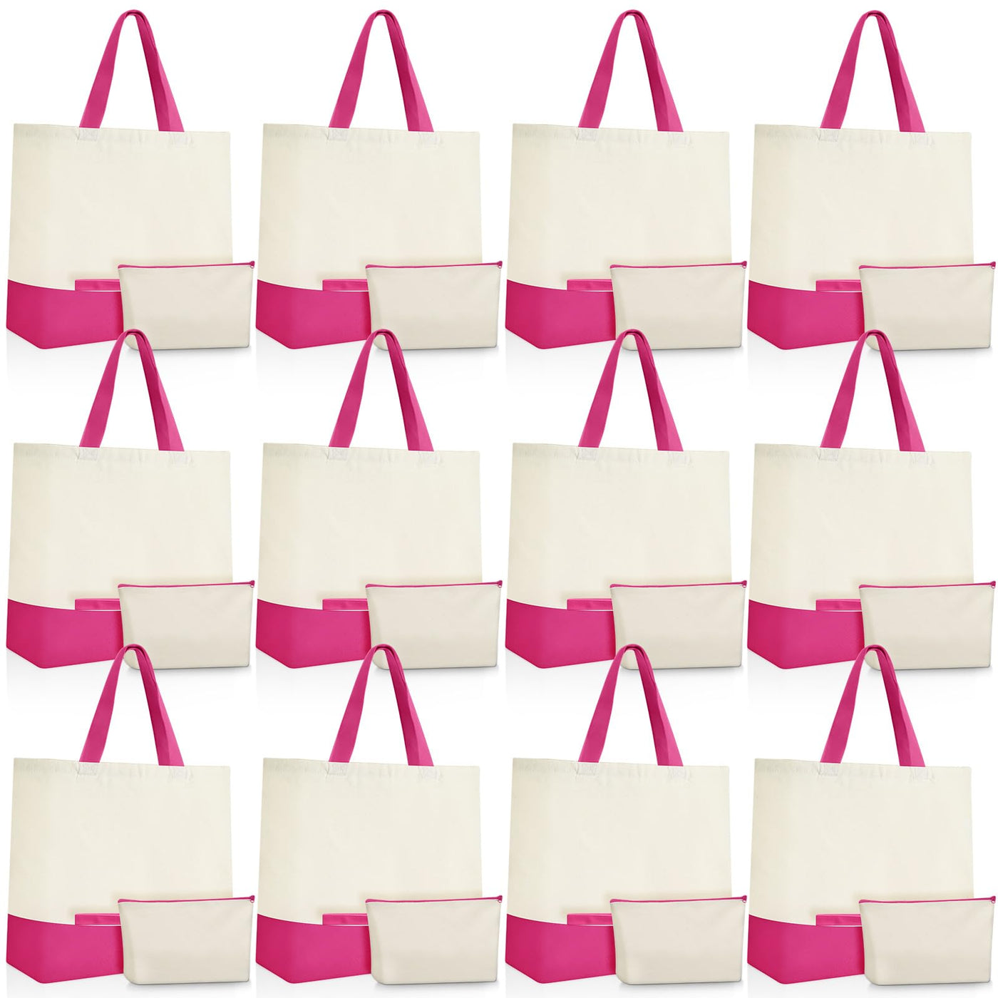 Sanwuta 24 Pcs Canvas Tote Bags Bulk 18.5" Cotton Cosmetic Bags Reusable Shopping Tote with Handles
