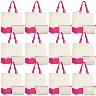 Sanwuta 24 Pcs Canvas Tote Bags Bulk 18.5" Cotton Cosmetic Bags Reusable Shopping Tote with Handles
