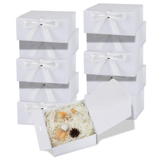 OEMVALATY 8-Pack Gift Boxes,9x9x4 Inch Magnetic Gift Boxes with Lids for Presents,Black with Ribbon, Bridesmaid Proposal Box for Wedding, Storage, Birthday