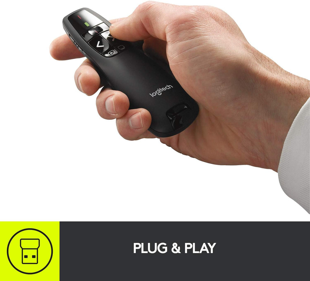 Logitech Wireless Presenter R400, USB-A PowerPoint Clicker with Laser Pointer, Wireless Presentation Clicker Remote