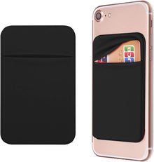 OBVIS Cell Phone Pocket Self Adhesive Card Holder Stick On Wallet Sleeve with Adhesive ID Credit Card ATM Card Holder for iPhone Android 2 PACK BLACK