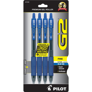 PILOT G2 Premium Refillable and Retractable Rolling Ball Gel Pens, Fine Point, Black Ink, 4-Pack (31057)