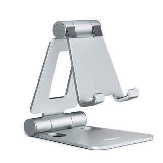 Nulaxy Dual Folding Cell Phone Stand, Fully Adjustable Foldable Desktop Phone Holder Cradle Dock Compatible with iPhone 17 16 15 14 13 12 11 Pro Xs Xs Max Xr X 8, Nintendo Switch, All Phones - Gold