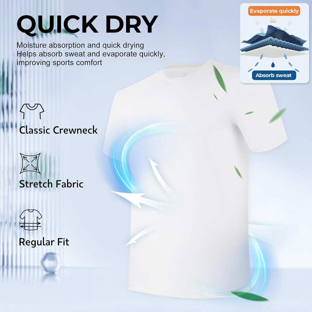 BAMBOO COOL Mens Undershirts Pack, Soft T Shirts for Men, Moisture Wicking Tees, Stretchy Breathable Crew Neck Inner Shirt
