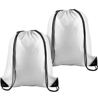 KUUQA 2 Pcs Drawstring Backpack Bags Sports Cinch Sack String Backpack Storage Bags for School Gym Traveling (Black)