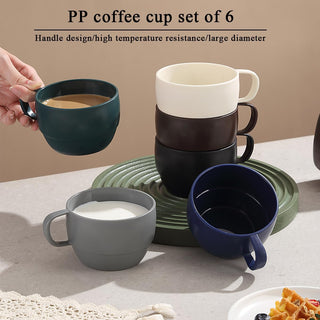 Coffee Mugs Set of 6, Coffee Cups 12oz, Durable Light Weight Plastic Mugs for Home, Outdoor, Picnic, Camping, Idea Birthday Gift